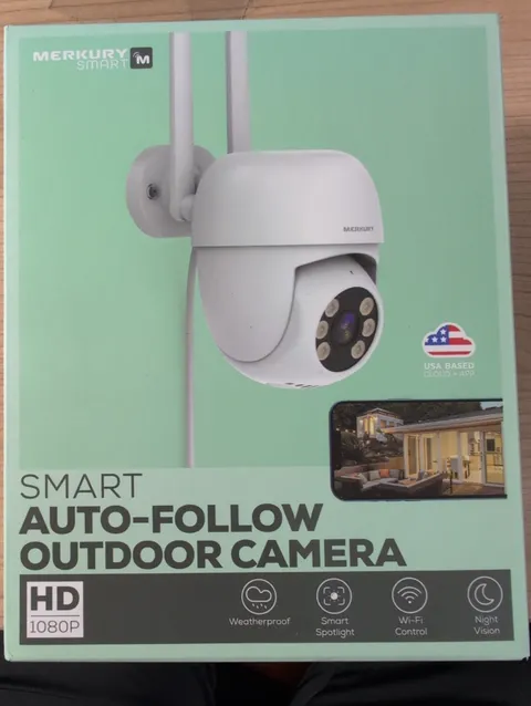 MERKURY SMART OUTDOOR AUTO-FOLLOW CAMERA, HD 1080P, WIFI, SPOTLIGHT, NEW!