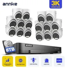 ANNKE 4K 16CH DVR 5MP Color Night Security Camera System Human Detection H.265+