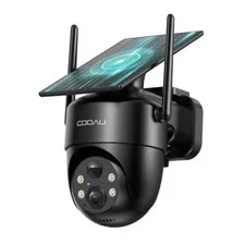 Solar Security Cameras Wireless Outdoor – Low-Light Rechargeable​​, Easy Black