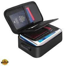 Small Fireproof Storage Organizer Case with Lock9”x 5.3”x 3.7”, 3-Layer Soft ...
