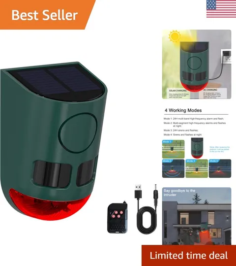 Solar Driveway Alarm Wireless Outside 1800ft Range, Outdoor Motion Sensor & D...