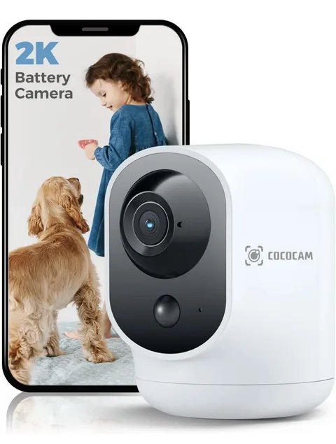 COCOCAM 2K Indoor Pan/Tilt Wireless Security Camera 5200 mAh Battery  with Audio