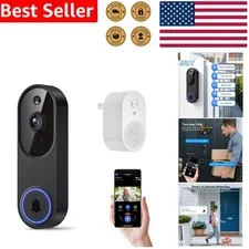 Black Wireless Video Doorbell 1080p Smart AI Motion Alerts Weatherproof