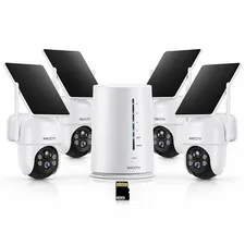 ANRAN 4MP 360°Panoramic Solar Security Camera System Wireless Outdoor PTZ CCTV