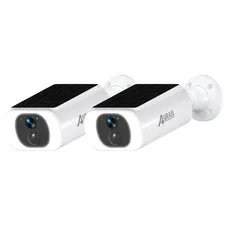 2K Security Cameras Wireless Outdoor Integrated Solar Panel, 2 Pack