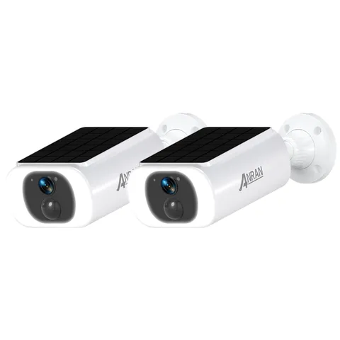 2K Security Cameras Wireless Outdoor Integrated Solar Panel, 2 Pack