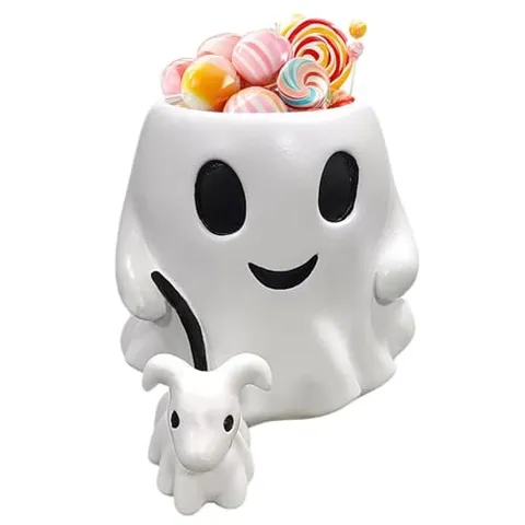 Halloween Ghost Walking Dog - White Ghost Bucket, Ghost Planter, Ghost Bucket
