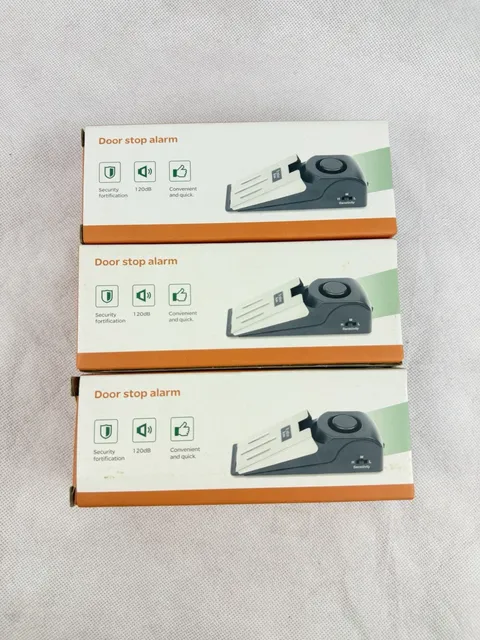 3 Pack Security Door Stop Alarm 120DB Hotel Home Portable Security Safety Tools