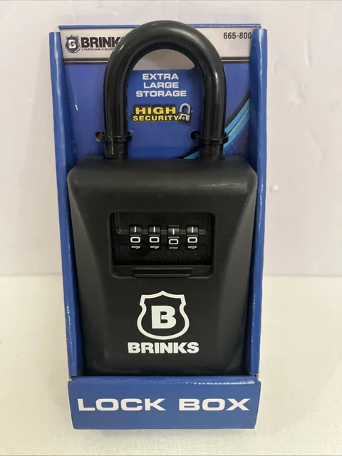 NEW GENUINE Brinks Resettable Lock Box Ex Large Capacity Steel Shackle 665-80001