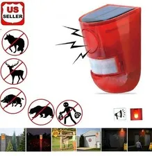 Solar Alarm LED Light Solar Strobe Light Wireless Motion Sensor Detector Outdoor