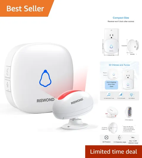 Easy Install Wireless Motion Sensor Alert - 500ft Range, 32 Tunes for Safety