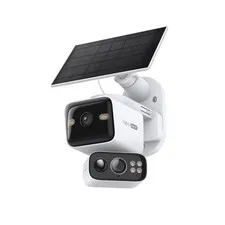2K Dual Lens Pan/Tilt Security Battery Camera Wireless w/Solar Panel, 165° Wi...