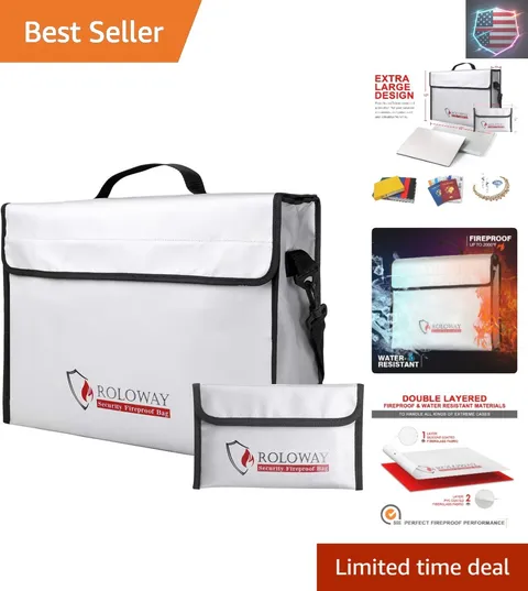 Fireproof Document & Money Bags, Large Fireproof & Water Resistant Bag 15 x 1...
