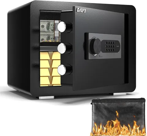 Safe Box, 0.8 Cubic Feet Home Safe with Fireproof Waterproof Bag, Security Safe
