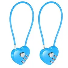 Combination Padlock (7.9 Inch, Blue)(2 Pcs), 3-Digit Heart Shaped Combo Padlock