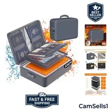 5200°F Fireproof Document Organizer with Lock - Water-Resistant Gray Soft Case