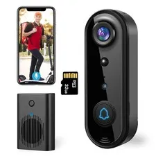 HD Wireless Video Doorbell Camera with Chime, Smart Human Detection, Real-tim...