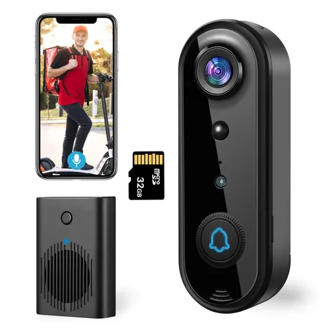HD Wireless Video Doorbell Camera with Chime, Smart Human Detection, Real-tim...