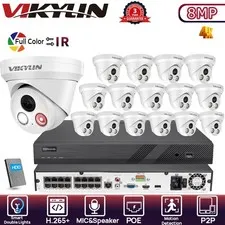 Vikylin 16POE 16CH NVR Dual light Color+IR MIC F1.0 HD 8MP 4K Camera homekit Lot