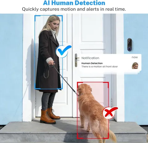 1080p Wireless Video Doorbell Camera AI Human Detection Night Vision with Chime