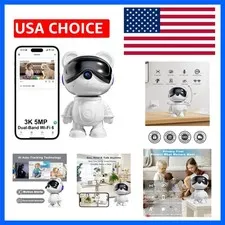 3K Indoor Camera Robot, Cute Bear Baby Monitor & Pet Camera for Home Use