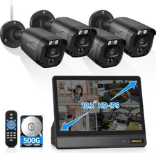 3K 5MP Wired CCTV Security Camera System with 122° Ultra Wide Angle, 4CH DVR wit