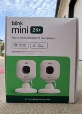 NEW 2 PACK Blink Mini 2k+ Cameras Indoor/Outdoor Plug-in 2K Video WHITE