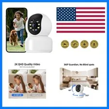 Hawkray 360° 2K 3MP Security Camera Indoor,2.4/5GHz WiFi Smart Motion Alert w...