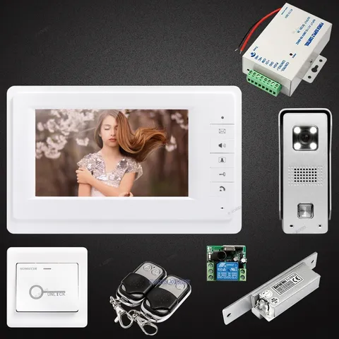 7inch Wired Video Door Intercom System Electric Lock Supported for Home Security