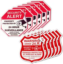 ® (Fade-Free) 12 Pack - Security Camera & Alarm Outdoor UV Waterproof Stickers [