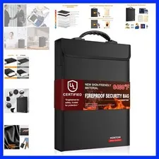 6400℉ Fireproof Document Bag with Lid, 15.4"x11.4"x1.77" Fireproof Waterproof...