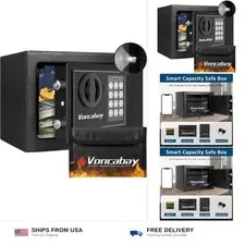 Voncabay Money Safe Box for Home with Sensor Light & Fireproof Money Bag - 0....