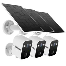 Solar Powered 4K AI Everwatch Wireless Security Camera, 3-Watt Solar Panel, 3 Pc