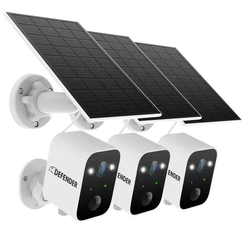 Solar Powered 4K AI Everwatch Wireless Security Camera, 3-Watt Solar Panel, 3 Pc