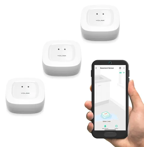 Smart Water Leak Sensor 3 Pack, YoLink 1/4 Mile World's Longest Range Wireless