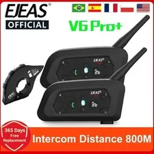EJEAS V6 PRO+ Motorcycle Helmet Bluetooth Intercom 6 Riders 800M IP67 Waterproof