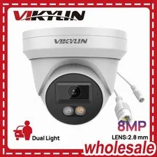 Vikylin 8MP POE Camera ONVIF 4K Full Color IP Camera Dual Light Outdoor Indoor