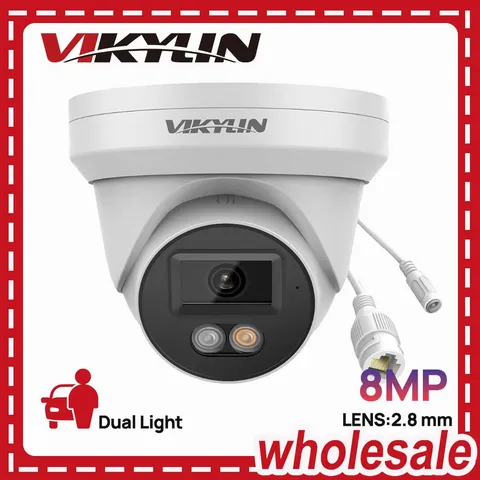 Vikylin 8MP POE Camera ONVIF 4K Full Color IP Camera Dual Light Outdoor Indoor