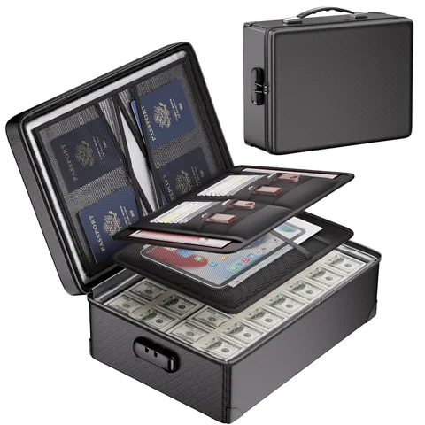 DocSafe Fireproof Document Box with Lock - 12 Layers Heat Insulated, Black | ...