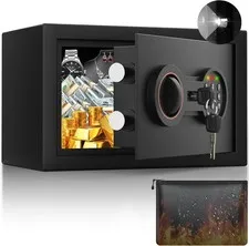 Small Safe for Home, 6.69"H Safe Box with Fireproof Waterproof Bag Money Safe