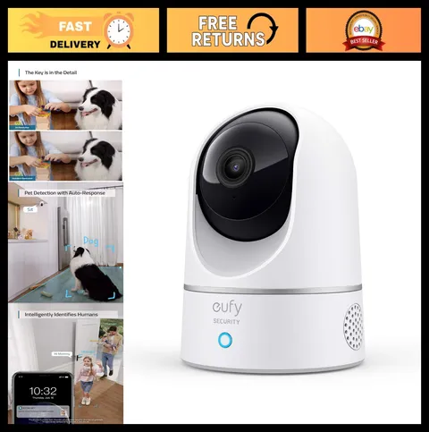 Indoor Security Camera, Pet Monitor with Pan & Tilt, HD Video, Night Vision