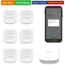 Water Leak Starter Kit: Hub + 6 Leak Sensor 1 Silent, LoRa Long-Range, App/SM...