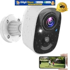 Weatherproof 2K Battery-Powered Security Camera with 2-Way Talk & Siren Alarm