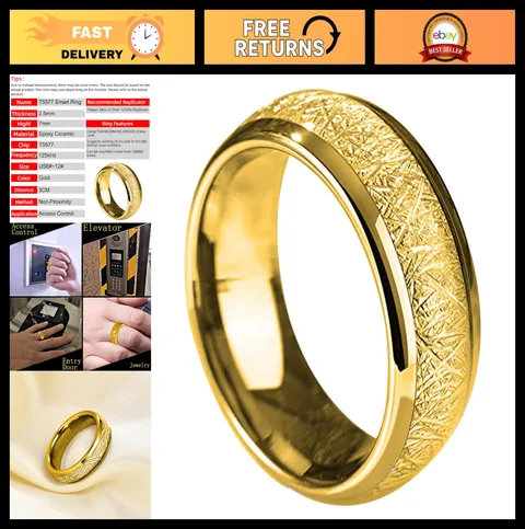 Rewritable 125kHz Ceramic Chip Ring - Gold & Silver Access KeyCard for Men & Wom