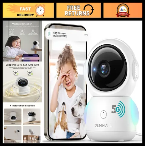 Indoor Security Camera 2K WiFi Baby Monitor with Audio, Auto Tracking, AI Detect