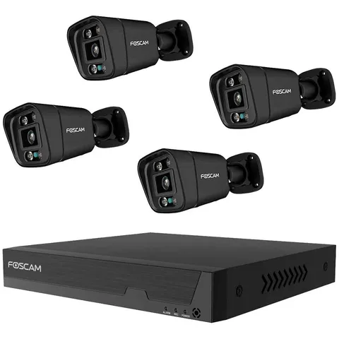 Foscam FN9108E-B4-2T 8-Ch CCTV Set 4 3K 5MP 2TB HDD PoE Cameras Black