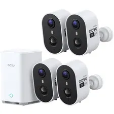 aosu 2K Battery Security Cameras Wireless Outdoor System, 4-Cam-Kit