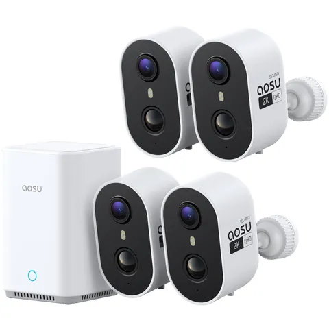 aosu 2K Battery Security Cameras Wireless Outdoor System, 4-Cam-Kit