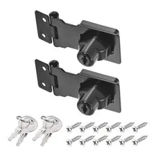 2Pcs 2.5Inch Keyed Hasp Locks Twist Knob Locking Keyed Alike, Black