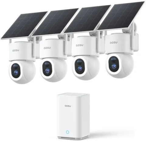 aosu SolarCam D1 Max 4-Cam Kit, 4K Solar Security Cameras Wireless Outdoor, 3...